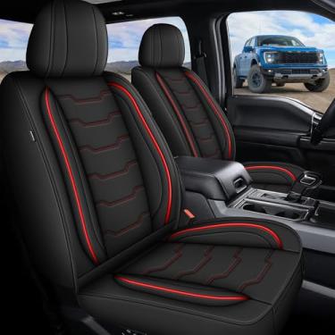 Imagem de TTX LIGHTING Capas de assento personalizadas para Ford F150 2009-2024 2025 - F250/F350/F450 2017-2024 2025 conjunto completo de capas de assento (#058 preto e vermelho)