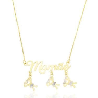 Imagem de Colar Personalizado Mamãe Três Meninas Banhado a Ouro 18K - Giuli Joia