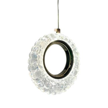 Imagem de Luminária Pendente Anel Halo Dourado Led 3 Cores Acrílico 7W