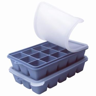 Imagem de 2 colheres de sopa de moldes de silicone para congelador - perfeitos para armazenar alho, ervas, gengibre, pesto, pasta de tomate, suco de limão, purês e mais - Bandeja de silicone para congelador de