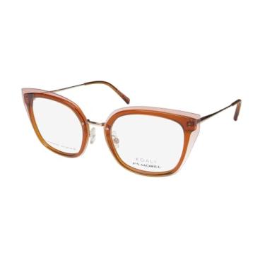 Imagem de Koali Armação de óculos rara/óculos de acetato feito à mão olho de gato 20074k feito na França, marrom/rosa, 50-21-145