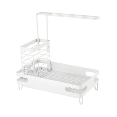 Imagem de Pia de armazenamento de armazenamento prateleira de bancada de pia grátis rack de rack de rastreio de esponja de esponja de rack para organizador de cozinha aço carbono aço (Branco)