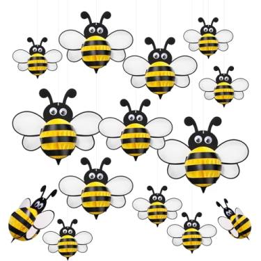 Imagem de Amyhill 12 Pcs Large Bee Birthday Party Decorations Hanging 3D Bee Honeycomb Centerpieces Table Toppers Decoration for Birthday Baby Shower Party Supplies