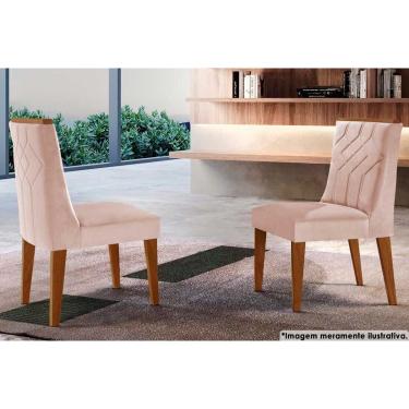 Imagem de Cadeira Sala de Jantar Nevada Kit 2 Un Imbuia-Capuccino/Suede Creme - Rufato