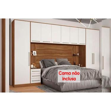 Imagem de Quarto Casal Modulado Irlanda 6 Peças (2 Armários + 1 Ponte Aérea + 3 Complementos) QCM162 Amendola/Branco - Demóbile