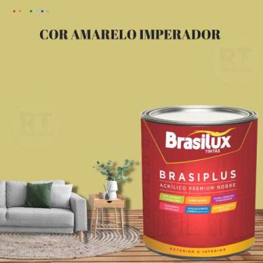 Imagem de Tinta de Parede Semi Brilho Amarelo Brasiplus 800ml Acrilica Lavável. 