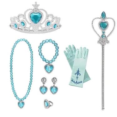 Imagem de Kit Acessórios Princesa Brinco Colar Luva Coroa Anel Varinha (Frozen)