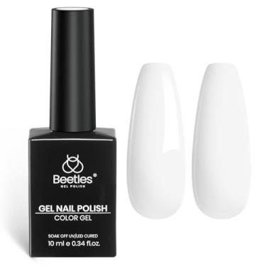 Imagem de Esmalte de gel branco de 10 ml Beetles - 1 peça de esmalte de gel branco puro francês para salão de manicure, design faça você mesmo, presente para mulheres