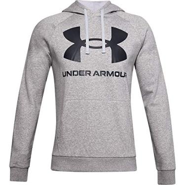 Imagem de Under Armour Moletom masculino Rival Fleece com logotipo grande, Cinza-claro (011)/Preto, XGG