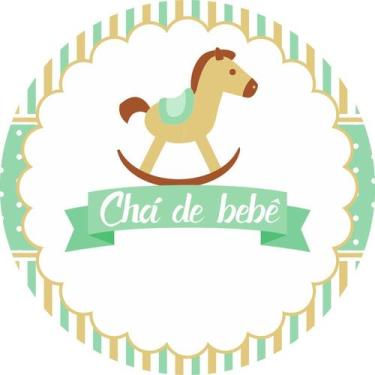 Imagem de Painel de Lona Redondo Chá De Bebê Cavalinho De Brinquedo Menino - Fab