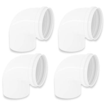 Imagem de Kit 4 Cotovelos Joelho Esgoto Pvc 90 Graus Branco 50Mm