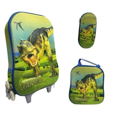 Imagem de Kit Mochila Com Rodinhas E Lancheira + Estojo Prehistoric