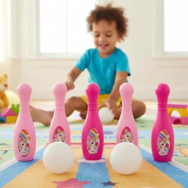 Imagem de Jogo Infantil Boliche Temas Com Pinos E Bolas Crianças Presente Aventu