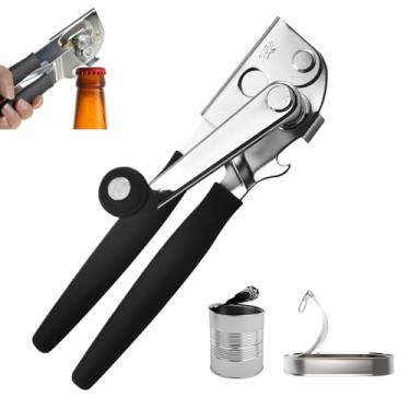 Imagem de Abridor de latas manual, abridor de lata manual resistente, abridor de latas comercial com ímã, alça TPR de fácil giro, pode abrir facilmente muitos tamanhos de latas grandes, puxador extragrande