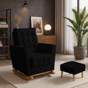 Imagem de Poltrona Duna Amamentação Balanço e Puff - Beatriz Decor, Preto