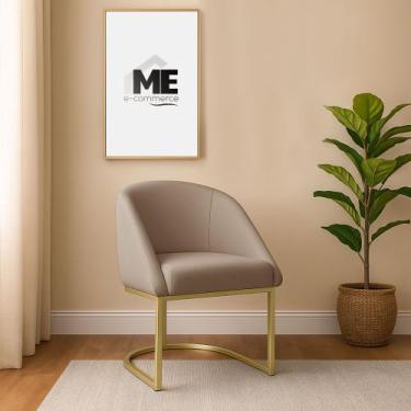 Imagem de Banqueta Poltrona Lua Penteadeira E Salão Com Base Metálica, CAPUCCINO