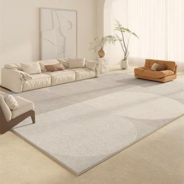 Imagem de Tapete decorativo estilo creme para sala de estar, listrado, geométrico, bege, confortável, macio, luxuoso, para quarto (60 x 90 cm (23 x 35 pol.)/AX026-3-J)