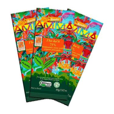 Imagem de Kit 3X: Chocolate I`Ba-Ka`Ti 75% Cacau Abacaxi Biodinâmico