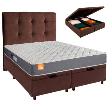Imagem de Cama + Bau Blindado e Colchão D23 Queen - Pro Inducol + Cabeceira
