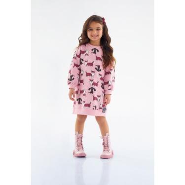 Imagem de Vestido Manga Longa Infantil em Moletom Up Baby, Rosa, 6