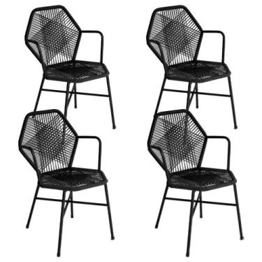 Imagem de Kit 4 Cadeiras Tropicália Fibra Sintética Área Gourmet Acesse Móveis, 
