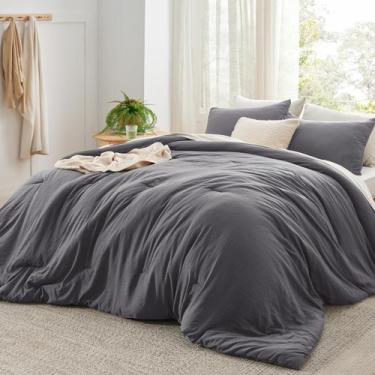 Imagem de Conjunto de edredom Bedsure Super King cinza escuro 325x305 cm