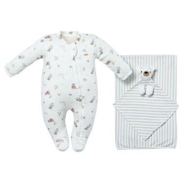 Imagem de Kit Macacão Bebê Menino + Cueiro + Naninha Sweet Dreams -Hug