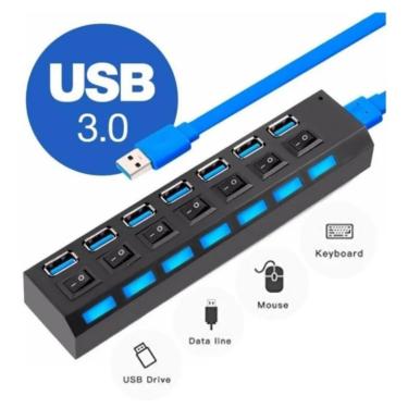 Imagem de Hub Régua Usb 3.0 Extensão 7 Portas Pc Hd Externo Pen Drive