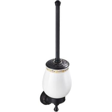 Imagem de Suporte Para Escova De Vaso Sanitário De Latão, Conjunto De Suporte Para Escova De Vaso Sanitário Preto Antigo Montado Na Parede, Copo De Cerâmica