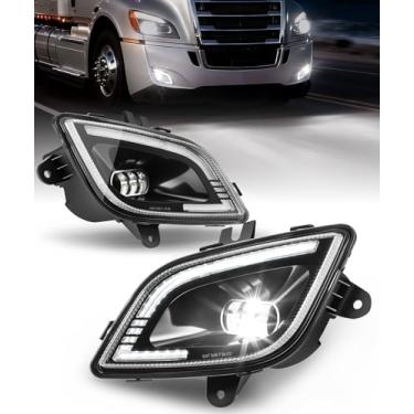 Imagem de Partsam Par de lâmpadas de neblina para Freightliner Cascadia 2018-2024, lente transparente DRL, alojamento preto, lado do motorista e passageiro/plugue W/12V