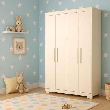 Imagem de Guarda-Roupa Infantil Canadá 4 Portas e 2 Gavetas 100% MDF Linhamobíli