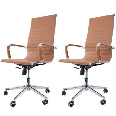 Imagem de Kit 2 Cadeiras De Escritório Alta p/120Kg Caramelo