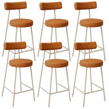 Imagem de Kit 06 Banquetas Baixa Cozinha Sala Jantar Bancada Milão Arena L02 Couríssimo Canela - Lyam Decor