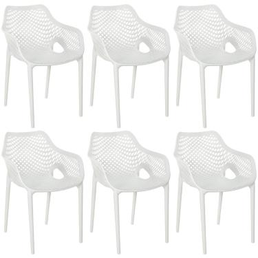 Imagem de Kit 6 Cadeiras De Jantar Design Suits Com Braços Empilhável Em Polipropileno - Branco