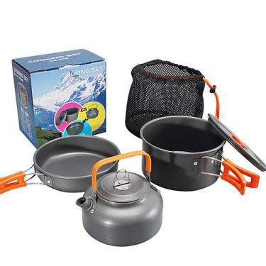 Imagem de Kit Conjunto Panelas Compactas Camping Ds-308 Com Chaleira - GETWELL 