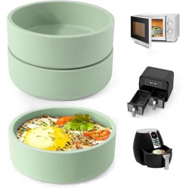 Imagem de Molde de ovo ZHYEEDAA Air Fryer de 3 peças, moldes de silicone para ovos, máquina de mordida de ovo individual, moldes reutilizáveis para ovos, panela de microondas, livre de BPA, lavável na
