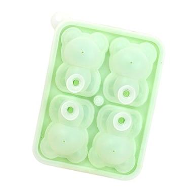 Imagem de AYNEFY Molde de Cubo de Gelo de Urso, Silicone de Qualidade Alimentar, Fabricante de Gelo de 4 Grades para Uso Doméstico ou Em Loja (Verde)