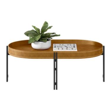 Imagem de Mesa de Centro Isi Nature Fosco e Couro Caramelo 93x35 cm L04 - D'Ross