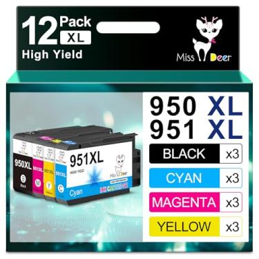 Imagem de Miss Deer Pacote combo de cartuchos de tinta 950 e 951, tinta de substituição compatível para HP 950XL 951XL Work for Officejet Pro 8610 8600 8620 8630 8640 8100 8615 251dw 271dw 276dw, 3 conjuntos