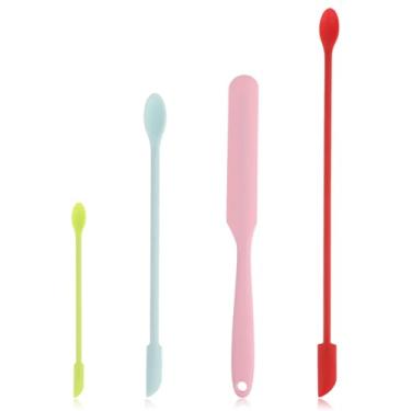 Imagem de Espátula Beauty com 4 peças, espátulas de silicone para cosméticos, espátulas pequenas para maquiagem e pote de cozinha, raspadores de maquiagem pequenos, depiladores de cera para depilação corporal