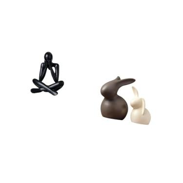 Imagem de Fenteer Conjunto de Esculturas Abstratas Modernas E Estátuas de de Cerâmica para Sala de Estar, Estante de TV, Suporte de Decoração de Armário de Jardi