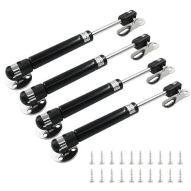 Imagem de Augiimor Suporte de tampa de escoras a gás 20N/2.0 kg, escoras a gás de 15 cm, molas a gás, amortecedores de gabinete, dobradiça de tampa para caixa de brinquedos de gabinete, pacote com 4, preto