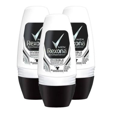Imagem de Kit 3 Desodorante Antitranspirante Rexona Men Invisible Roll-on com 50ml