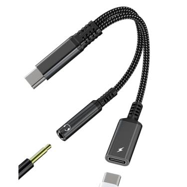 Imagem de Adaptador auxiliar para USB C tipo C conector de 3,5 mm divisor de carregamento de fone de ouvido (2 em 1) para iPhone 17 16 15 Pro Max DAC carregador de áudio dongle para Apple para iPad, compatível