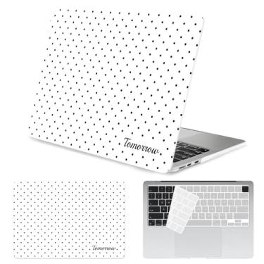 Imagem de Seorsok Compatível com a nova capa MacBook Air de 13,5 polegadas M4 M3 M2 2025 2024-2022 versão A3240 A2681 A3113 Touch ID, capa rígida de plástico de bolinhas preta texturizada creme premium e capa
