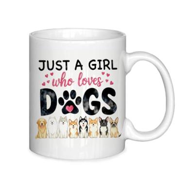 Imagem de ignytiger Presentes para amantes de cães, canecas de café para meninas e mulheres, presente temático engraçado de aniversário de Natal para dona de animais de estimação, irmã Bestie Bff, Just a Girl