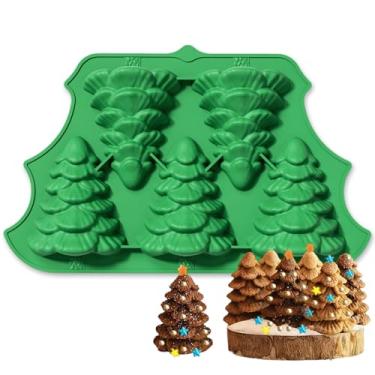 Imagem de 1 pç moldes de silicone de Natal moldes de doces de chocolate 3D molde de árvore de Natal para chocolate goma sabão gelatina cera derreter cubos de gelo decorações de bolo