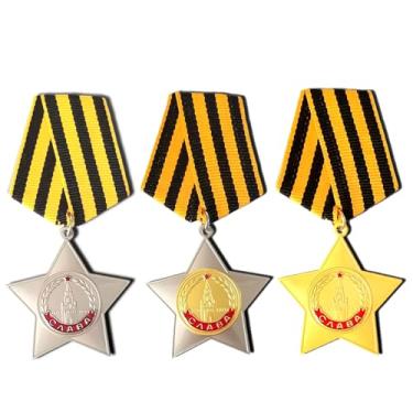 Imagem de FREECROWS Ordem Soviética da Glória (3ª, 2ª, 1ª Classe) Conjunto Completo – Réplica do Prêmio Militar da Segunda Guerra Mundial da URSS