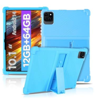 Imagem de Capa para tablet Callsky-Tab Ctab/Cpad 10 10 de 10,1 polegadas, capa protetora de silicone NOUKAJU para tablet, suporte ajustável, capa de proteção de silicone para Callsky-Tab 10 (azul celeste)