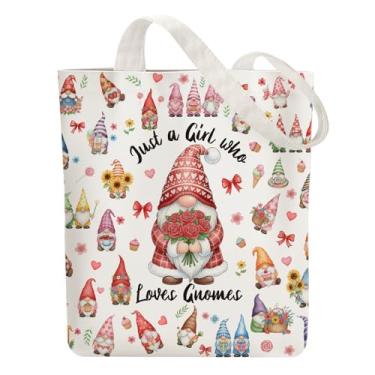 Imagem de ANATTASOUL Bolsa de lona adorável bolsa de algodão reutilizável anã para mulheres, bolsa de ombro de tecido durável com bolsos com zíper para compras, férias, trabalho, academia